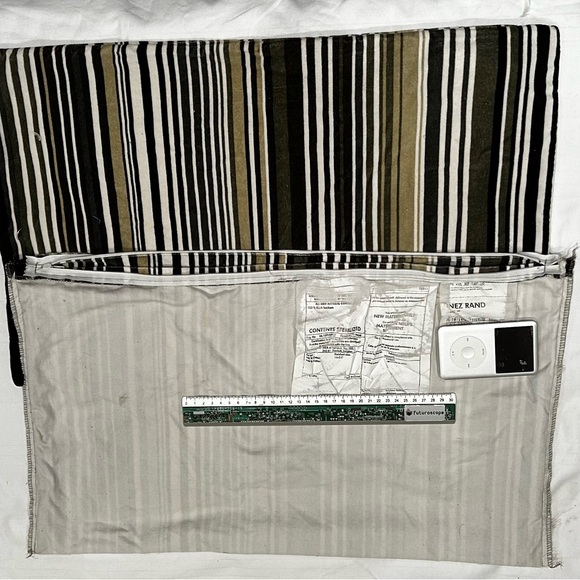 A set of IKEA INEZ RAND Cushion Cover Olive Green velvet multi-stripe - Picture 4 of 8